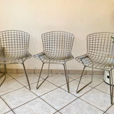 Pair of Harry Bertoia chair for Knoll vintage chrome steel 80s