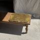 Large wooden tray hand-painted with blue and gold floral ornaments L48x38
