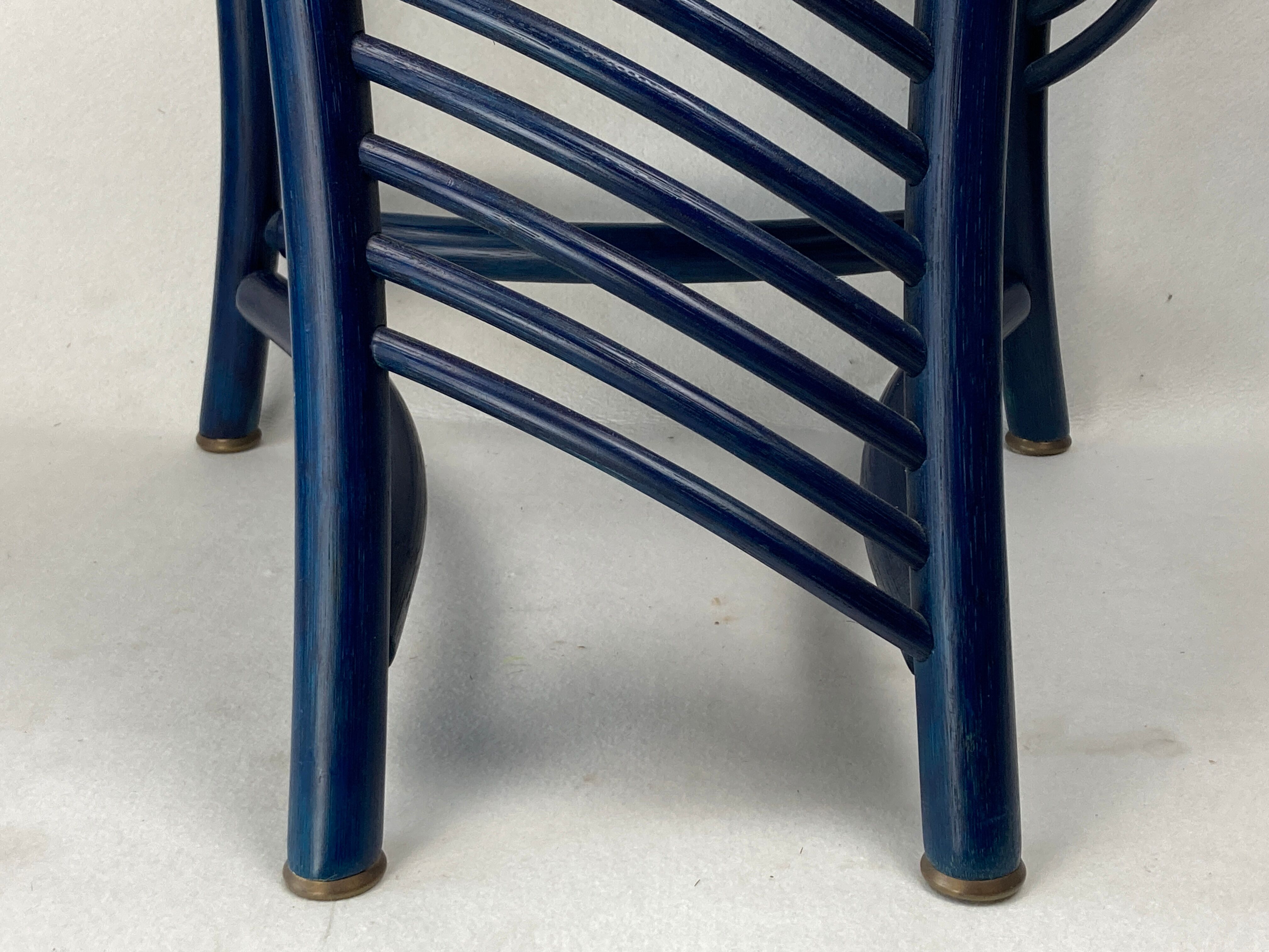 Set of 4 sculptural rattan bamboo dining chairs, Flechtatelier Schütz, Germany 1980s