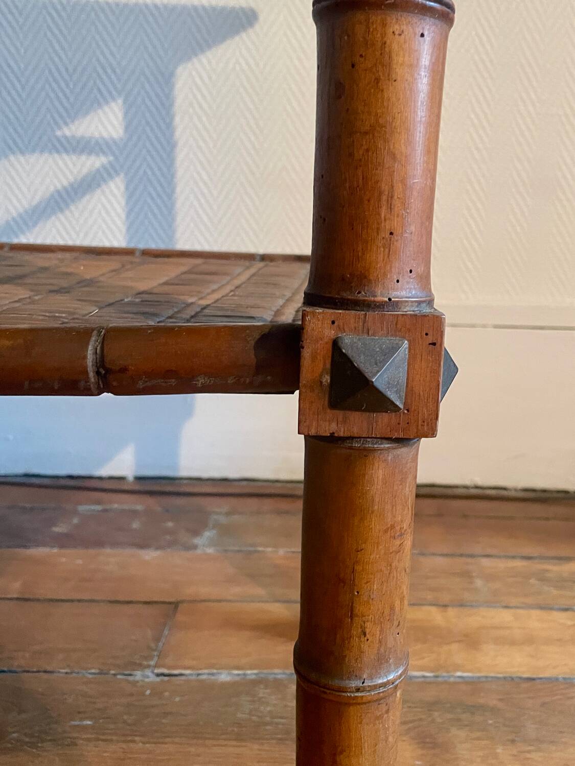 Colonial era bamboo imitation wood side table