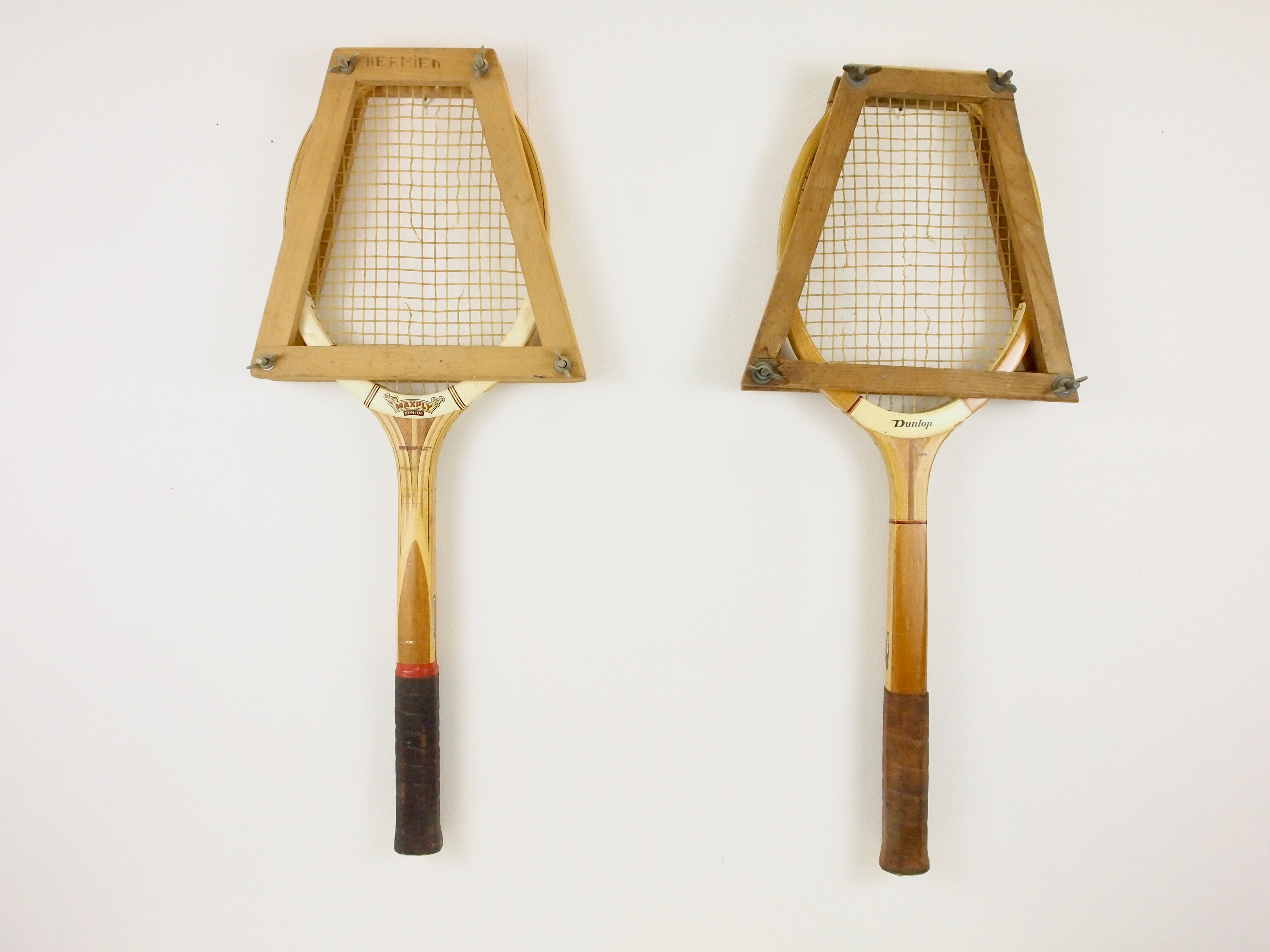 Set of 4 vintage wooden tennis rackets