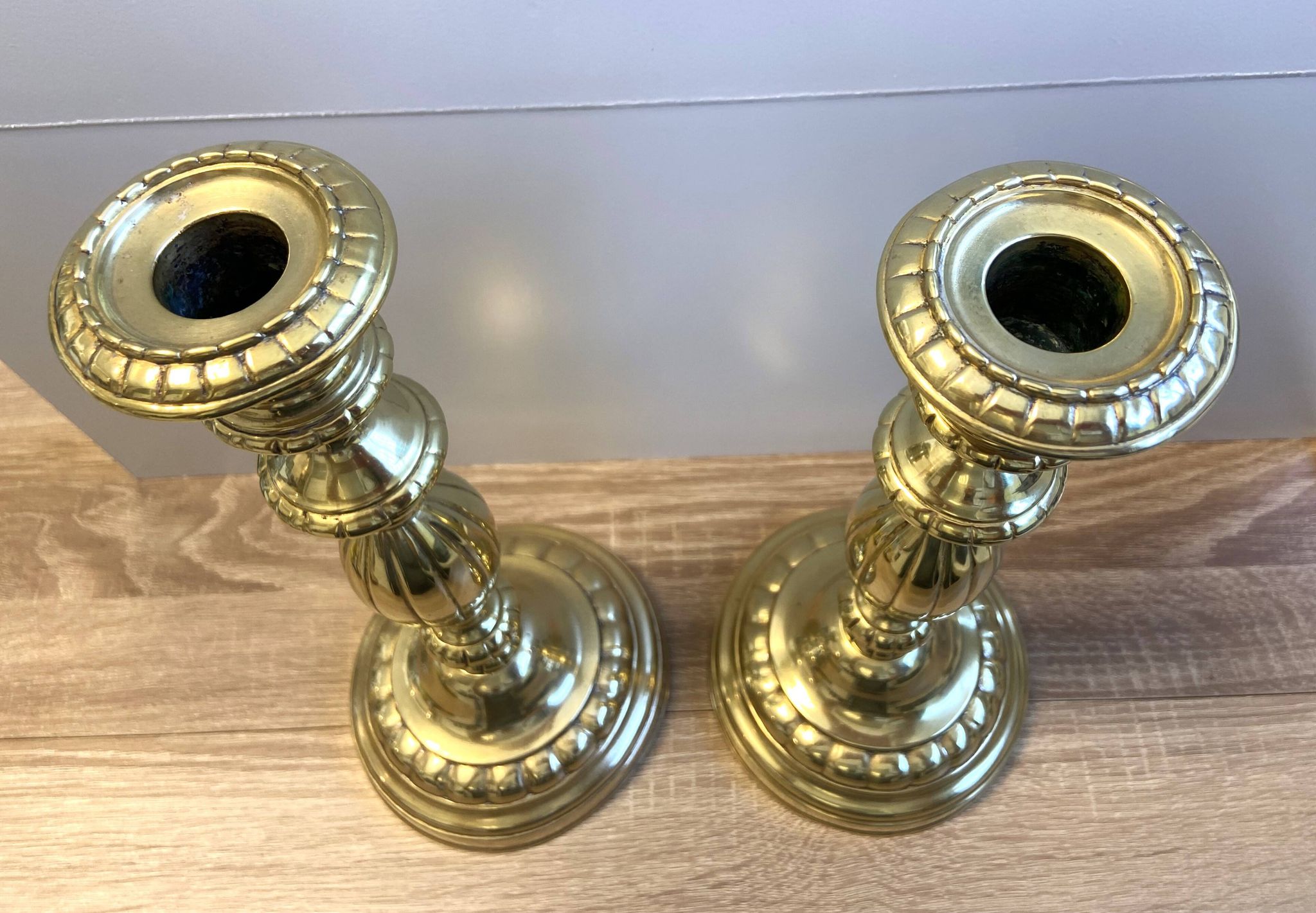 Antique pair of Louis Philippe period candlesticks and torches