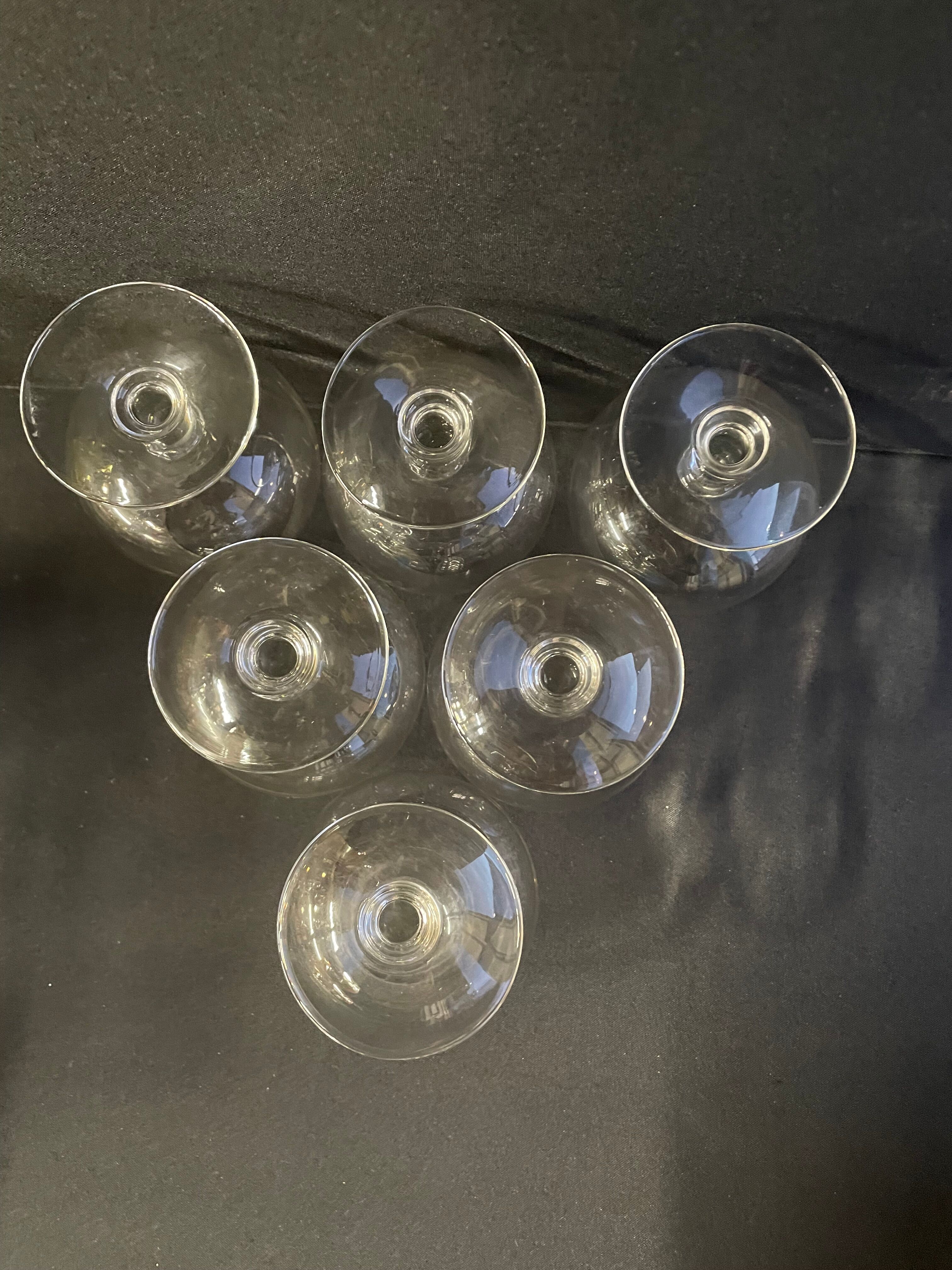 6 old tasting balloon glasses (cognac/armagnac) - light blown crystal
