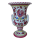 Colorful Ceramic Vase from Italy Deruta l'Antica: Amphora Flowers and Rooster