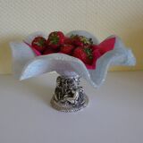 Fruit cup with silver metal foot, Murano granite glass "Vetro eseguito da maestri di Murano"
