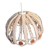 Vintage macramé and wood pendant light