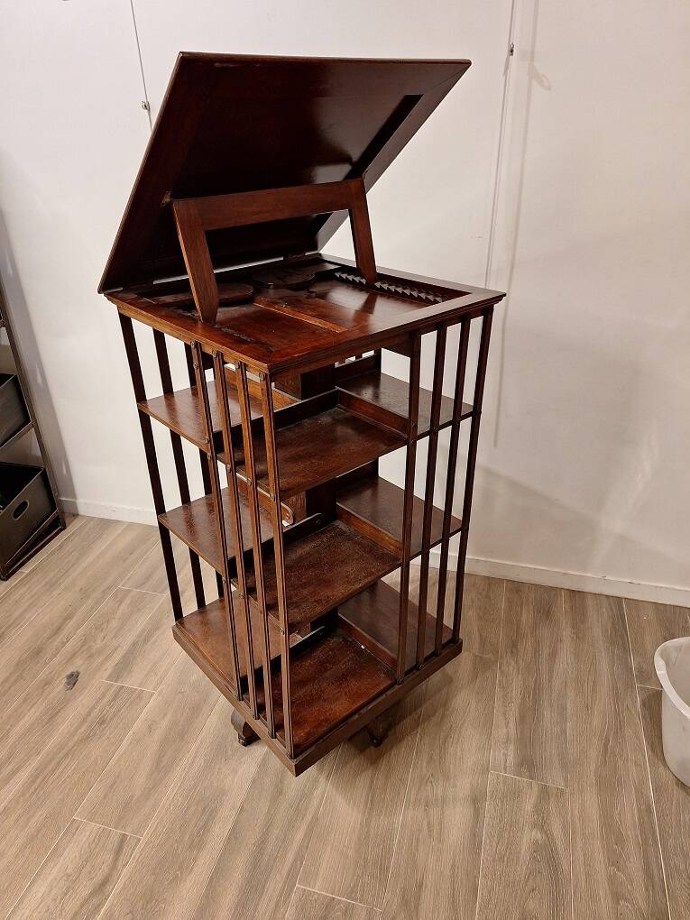 English mahogany revolving bookcase