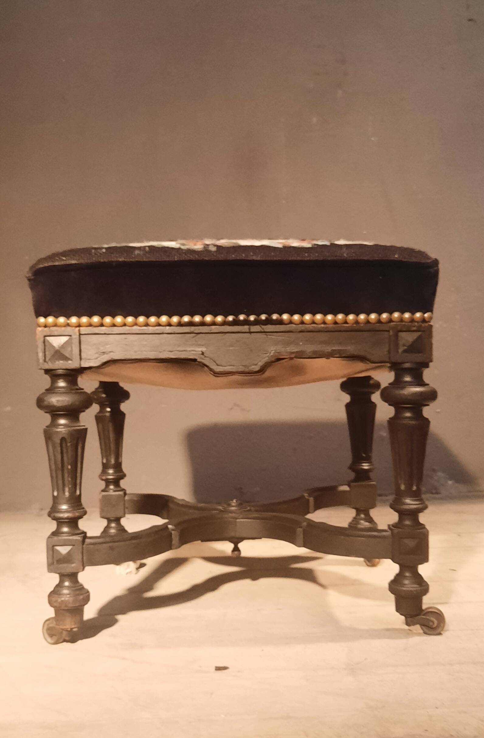 Blackened turned wooden stool '1900'