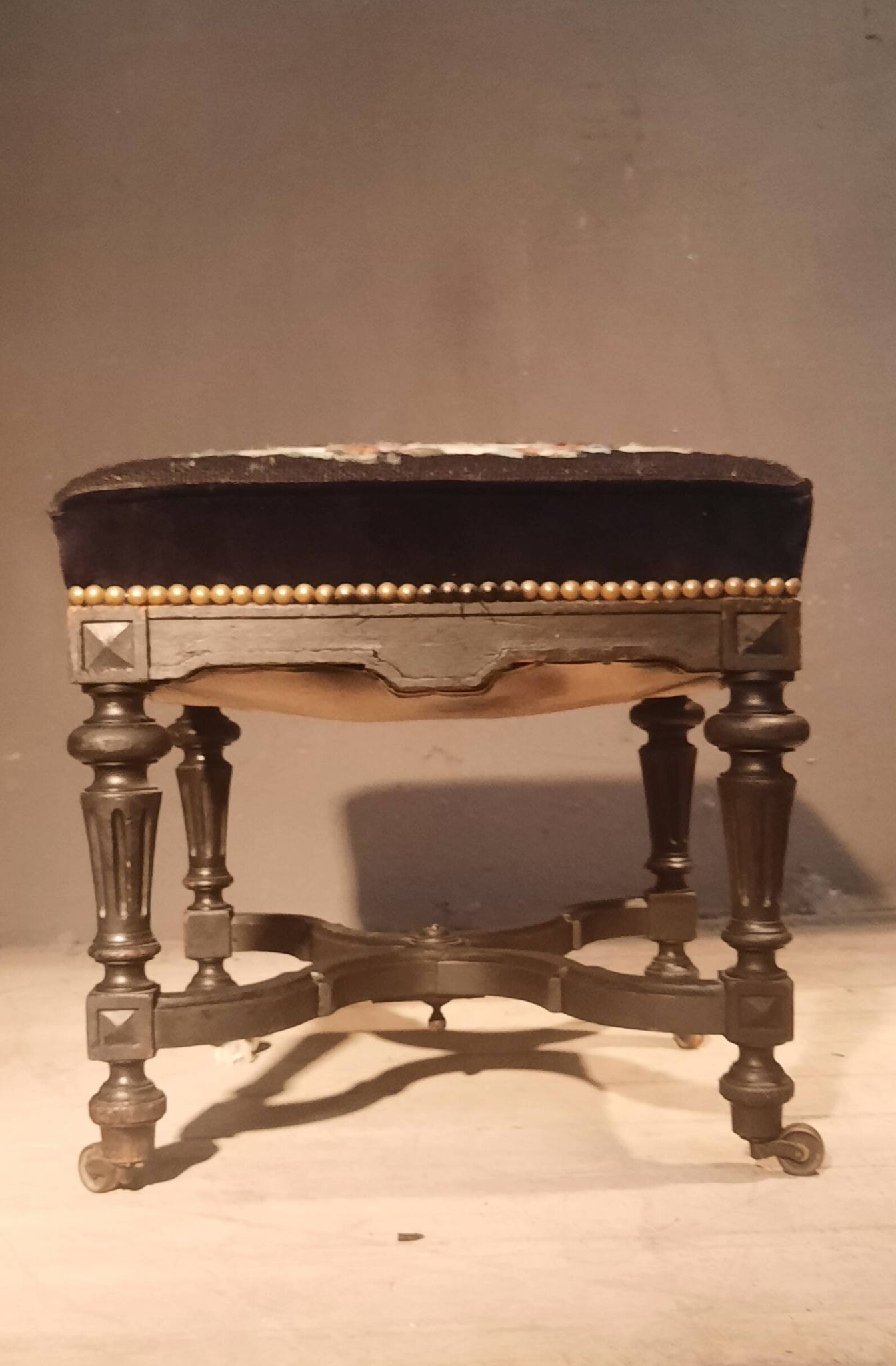 Blackened turned wooden stool '1900'