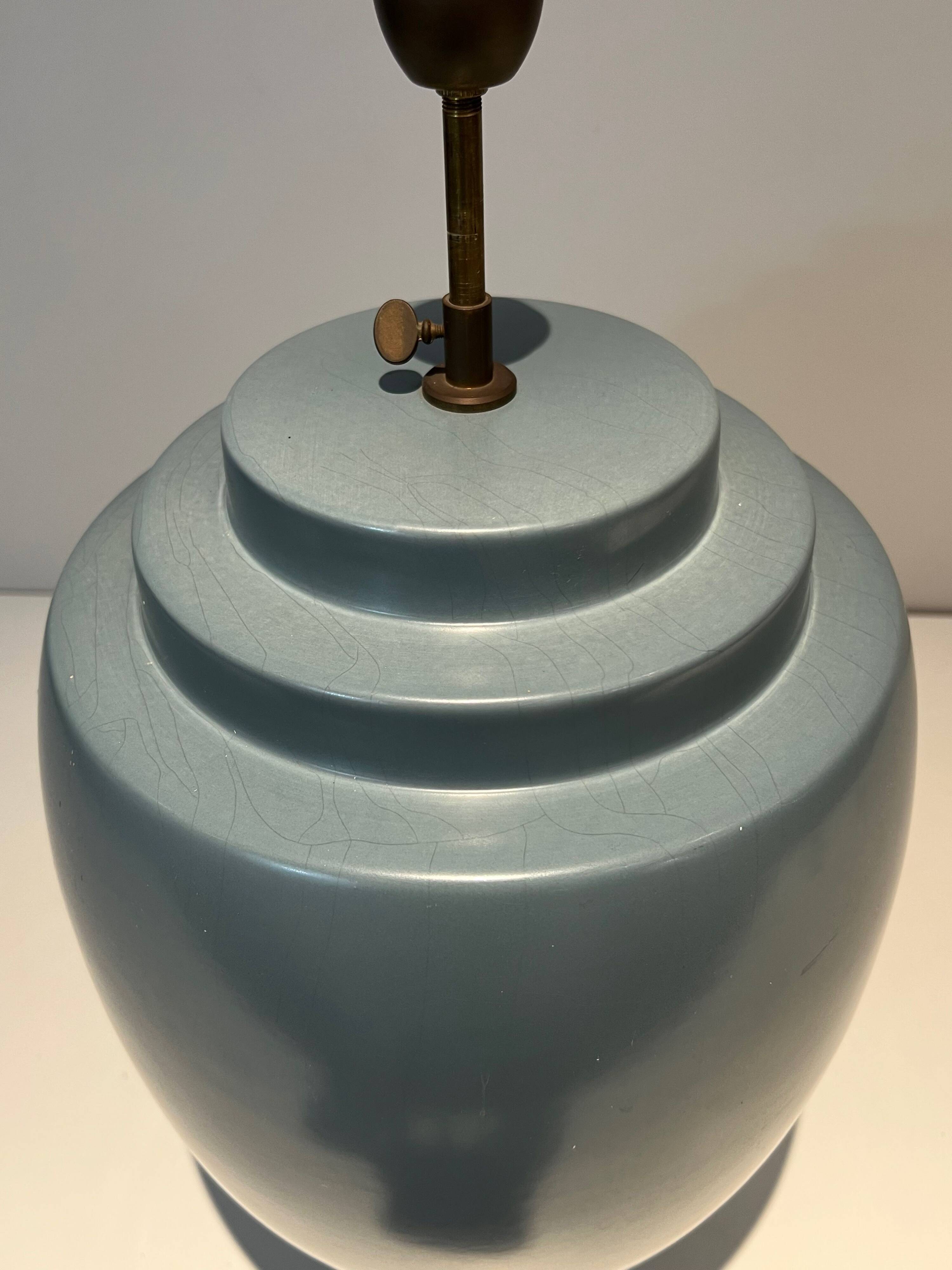 Blue ceramic lamp by Kosta