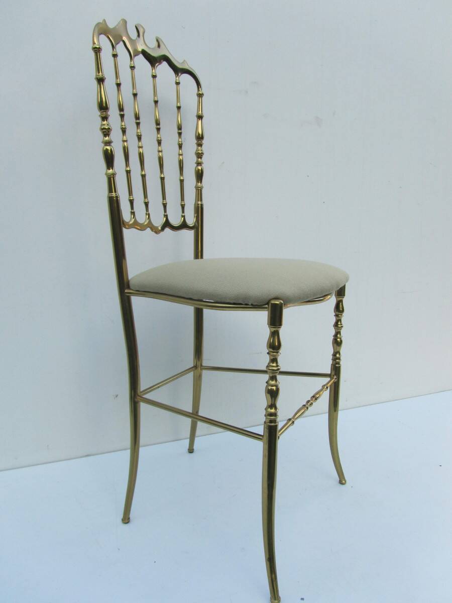 Italian Side Chair in Golden Brass by Giuseppe Gaetano Descalzi for Chiavar