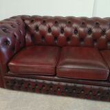 Burgundy leather chesterfield sofa