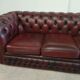 Burgundy leather chesterfield sofa