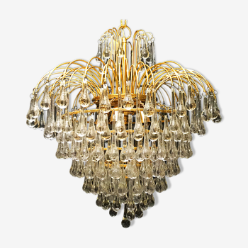 Paolo Venini drops handblown glass with gilt gold structure 1970