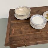Walnut and pine drapery farmhouse table
