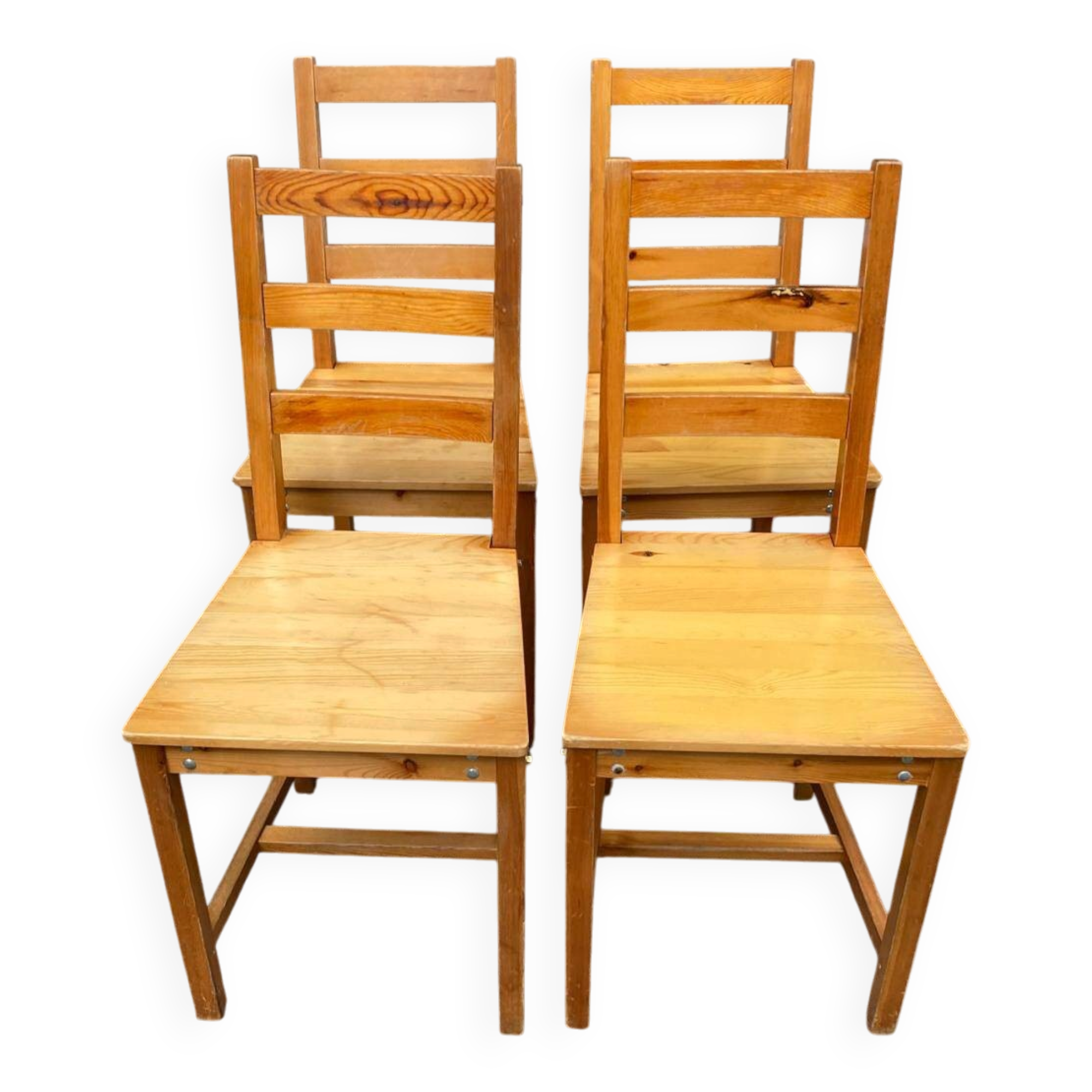 Lot de 4 chaises en pin massif rustique – Idéal cuisine