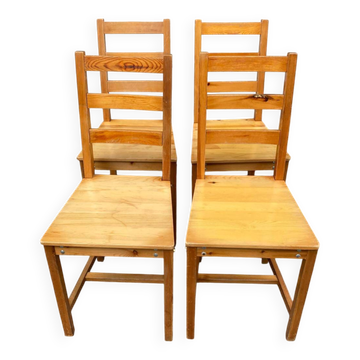 Set of 4 rustic solid pine chairs – Ideal for the kitchen