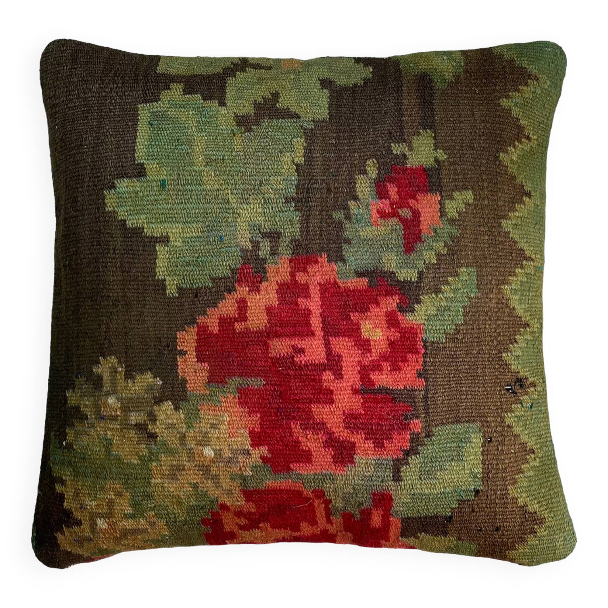 Vintage Turkish Kilim Cushion Cover , 40 x 40 cm