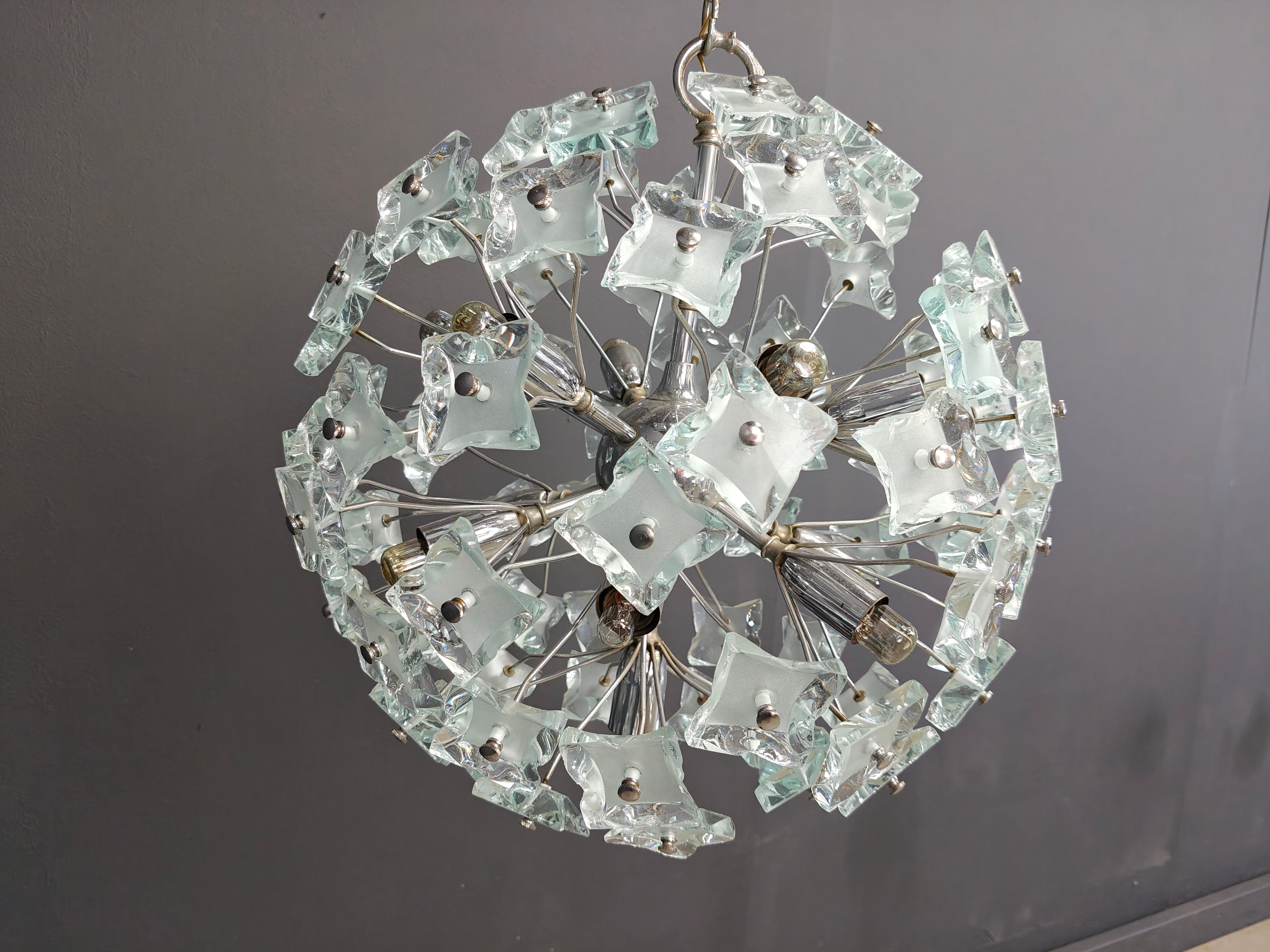 Mid-century glass sputnik chandelier, 1970s
