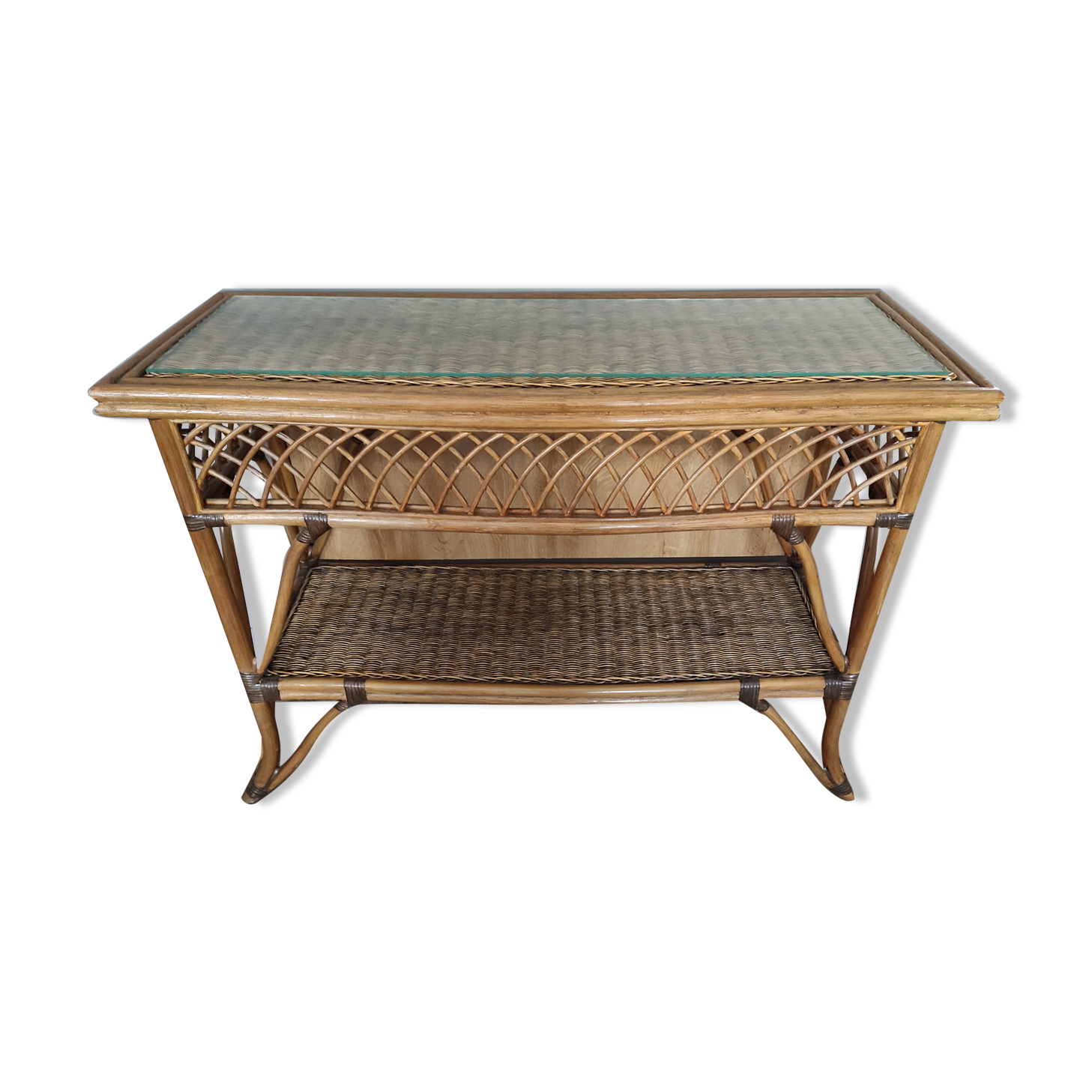 Vintage rattan console