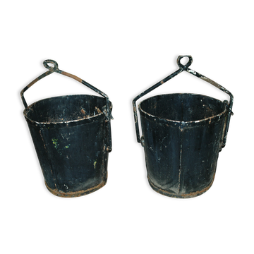 Set de 2 jardinières caches pot industriels anciens 1 m