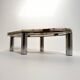 Table basse vintage chrome et marbre