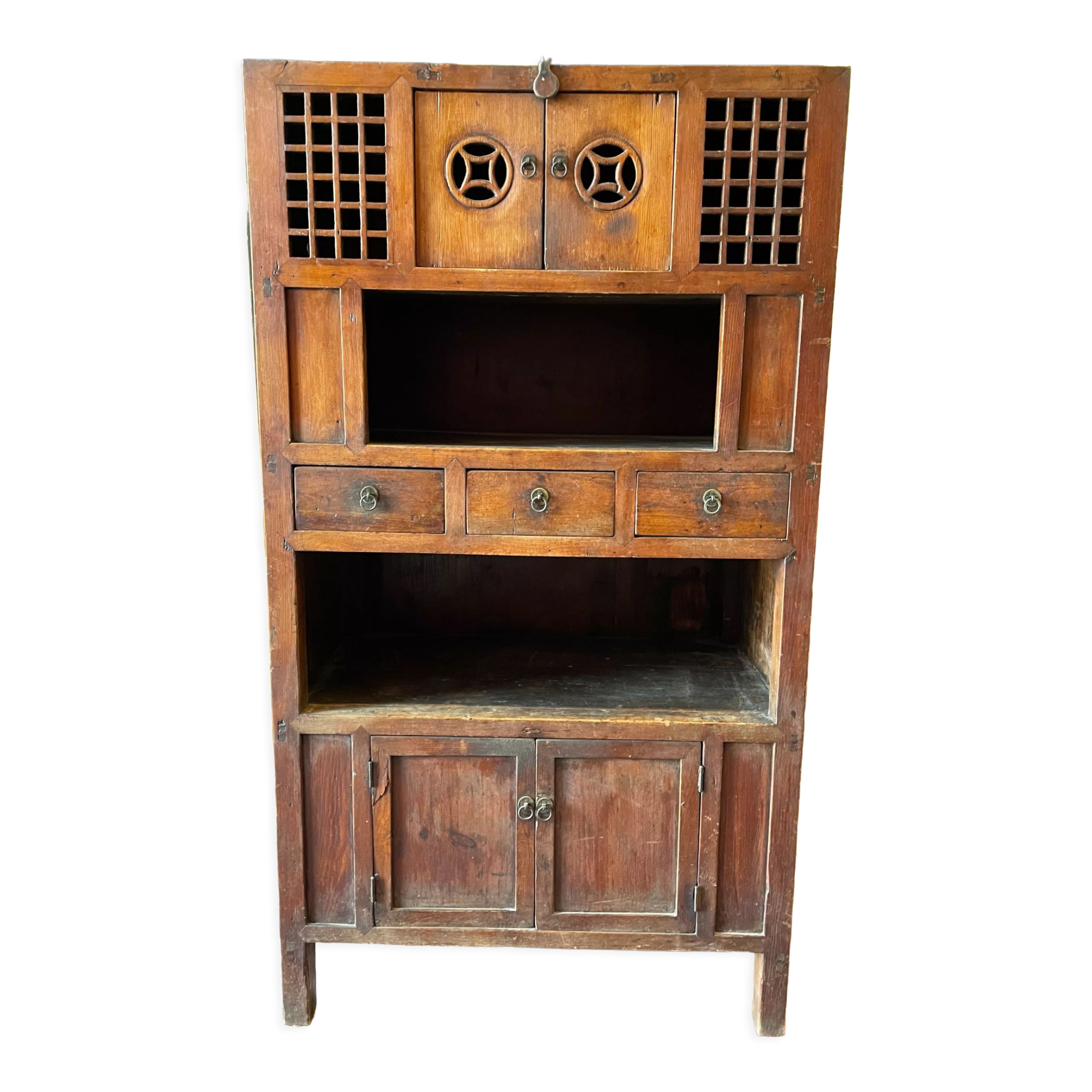 Chinese vessel cabinet 19th century in elm wood
