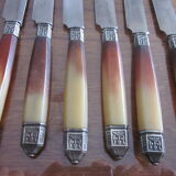 12 old knives and salad cutlery