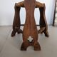 Low tripod farm stool in wood and straw