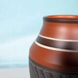 Vintage handmade ceramic vase, terracotta and oil.