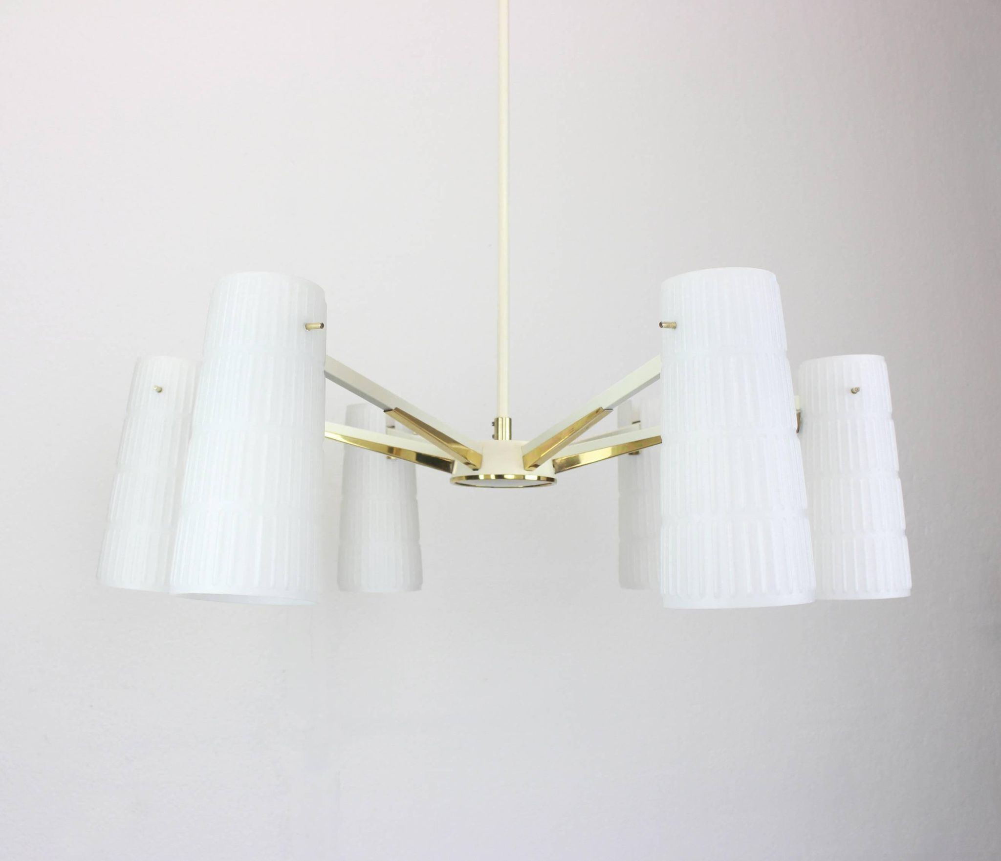 Large Italian glass chandelier, Stilnovo, 1950s