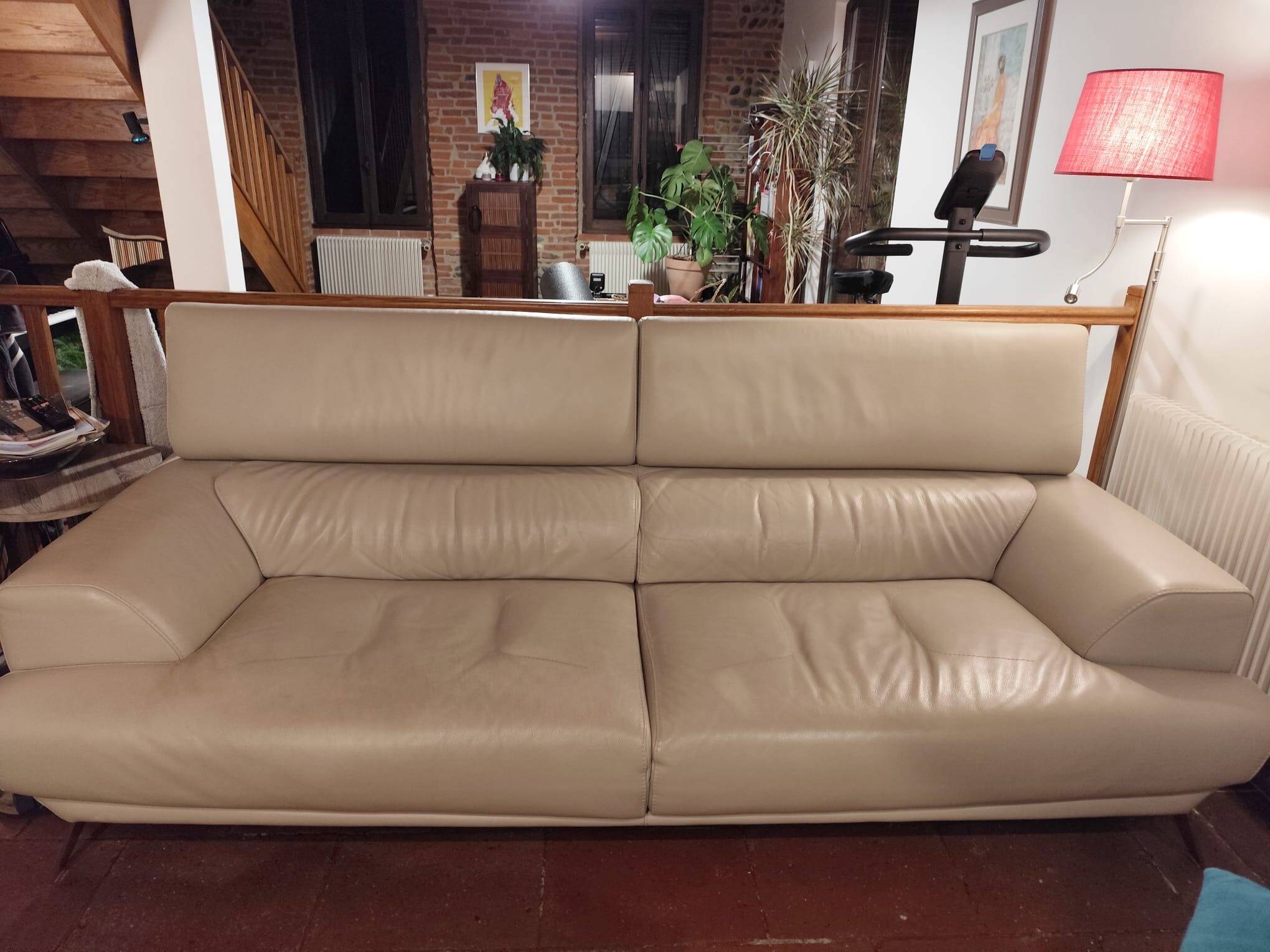 Roche Bobois leather three-seater sofa