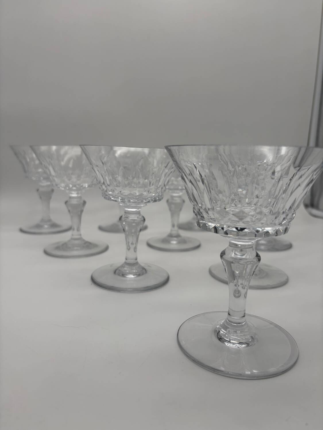 10 crystal champagne glasses, Baccarat, Picadilly model, France