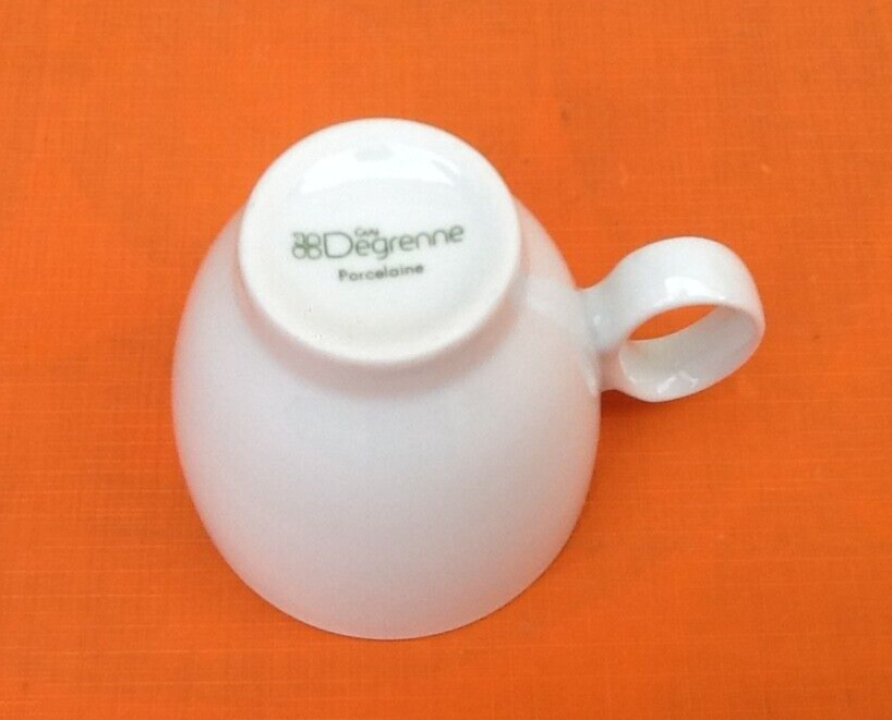 Set of 2 Guy Degrenne porcelain coffee cups with saucers