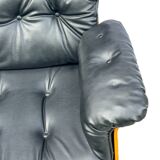 Vintage armchair in leather and rosewood inspired by Martin Stoll design 1970