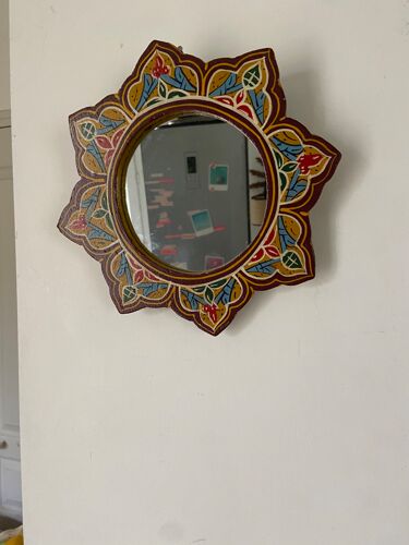 Miroir en bois peint indien