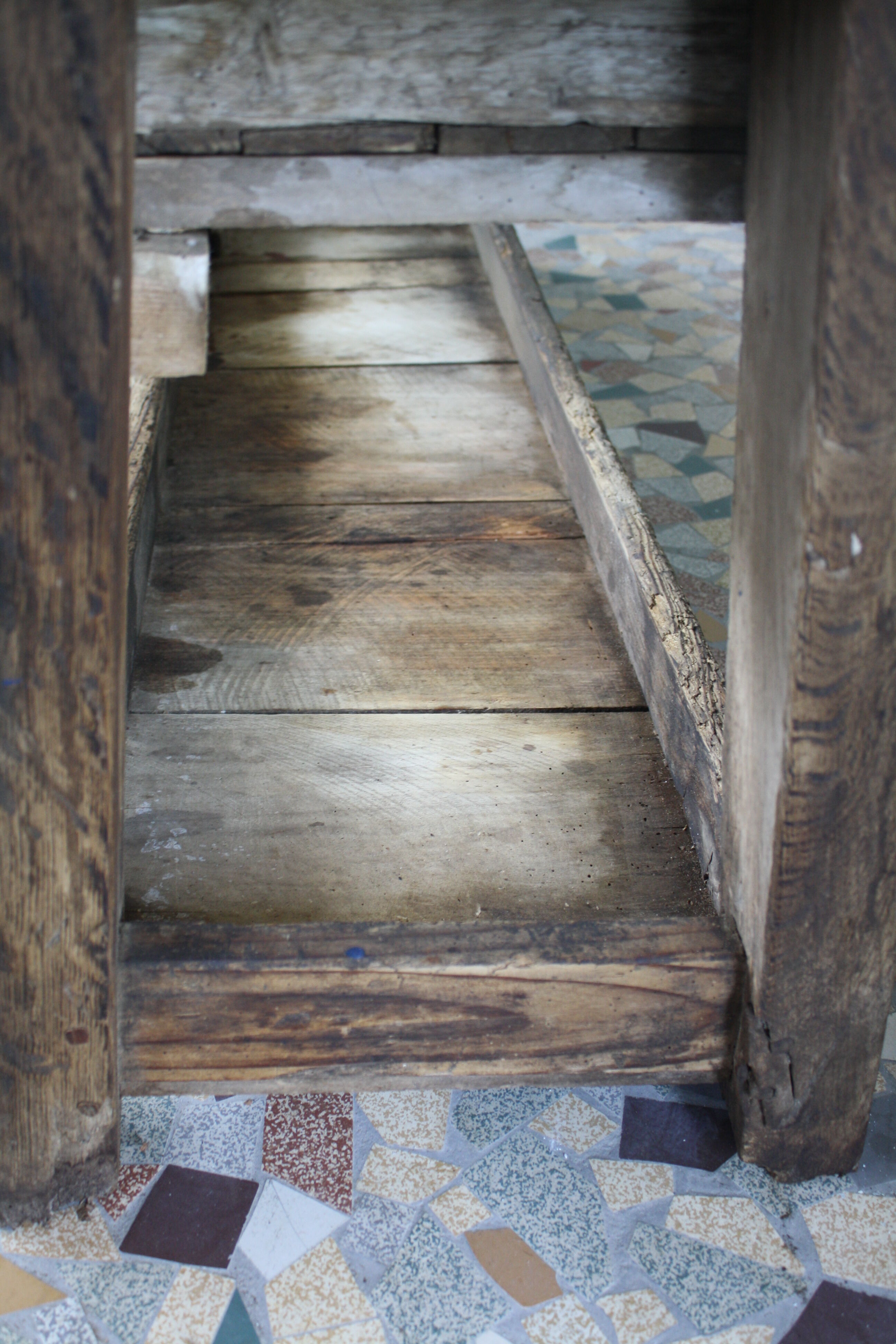 Ancient wooden workbench
