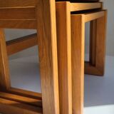 Modernist solid oak nesting table 1970