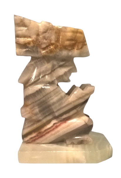 Pair of Aztecs 70's bookends in Agatha - Tellez Mines Serre Hbar - Handmade - Mexico