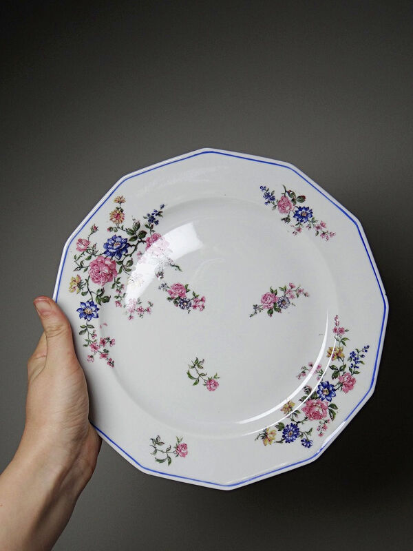 4 assiettes plates Bernardaud porcelaine de Limoges décor floral années 20-50