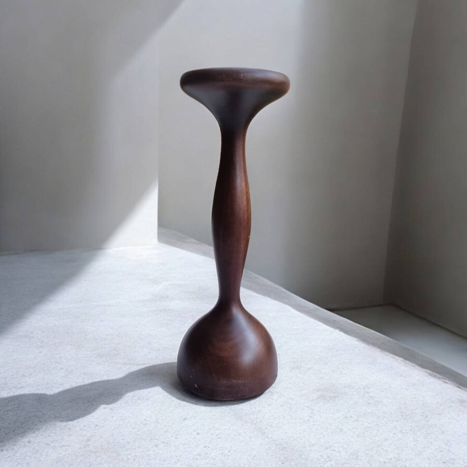 Large solid wood candle holder