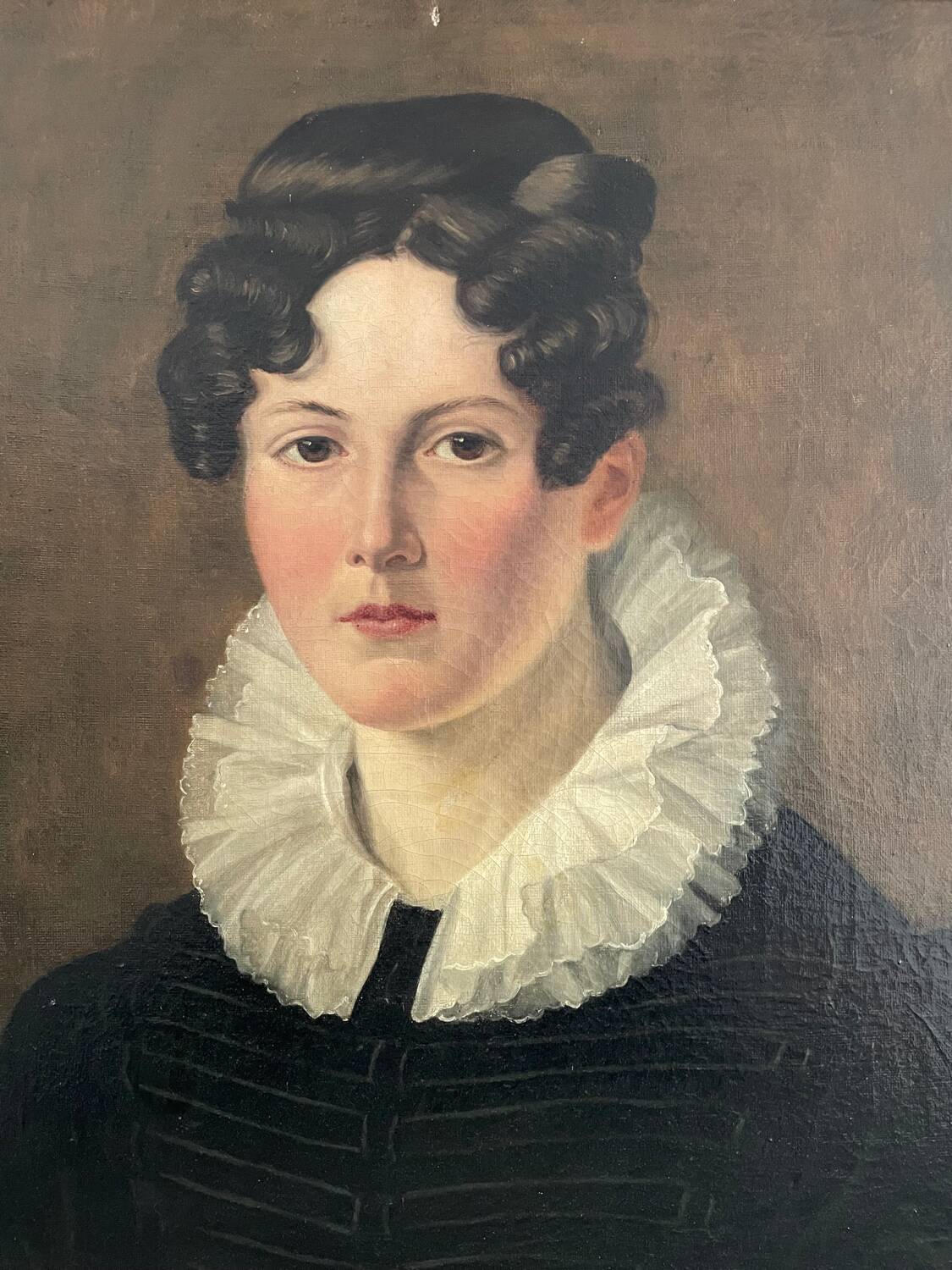 Oil on canvas, portrait of a woman around 1830