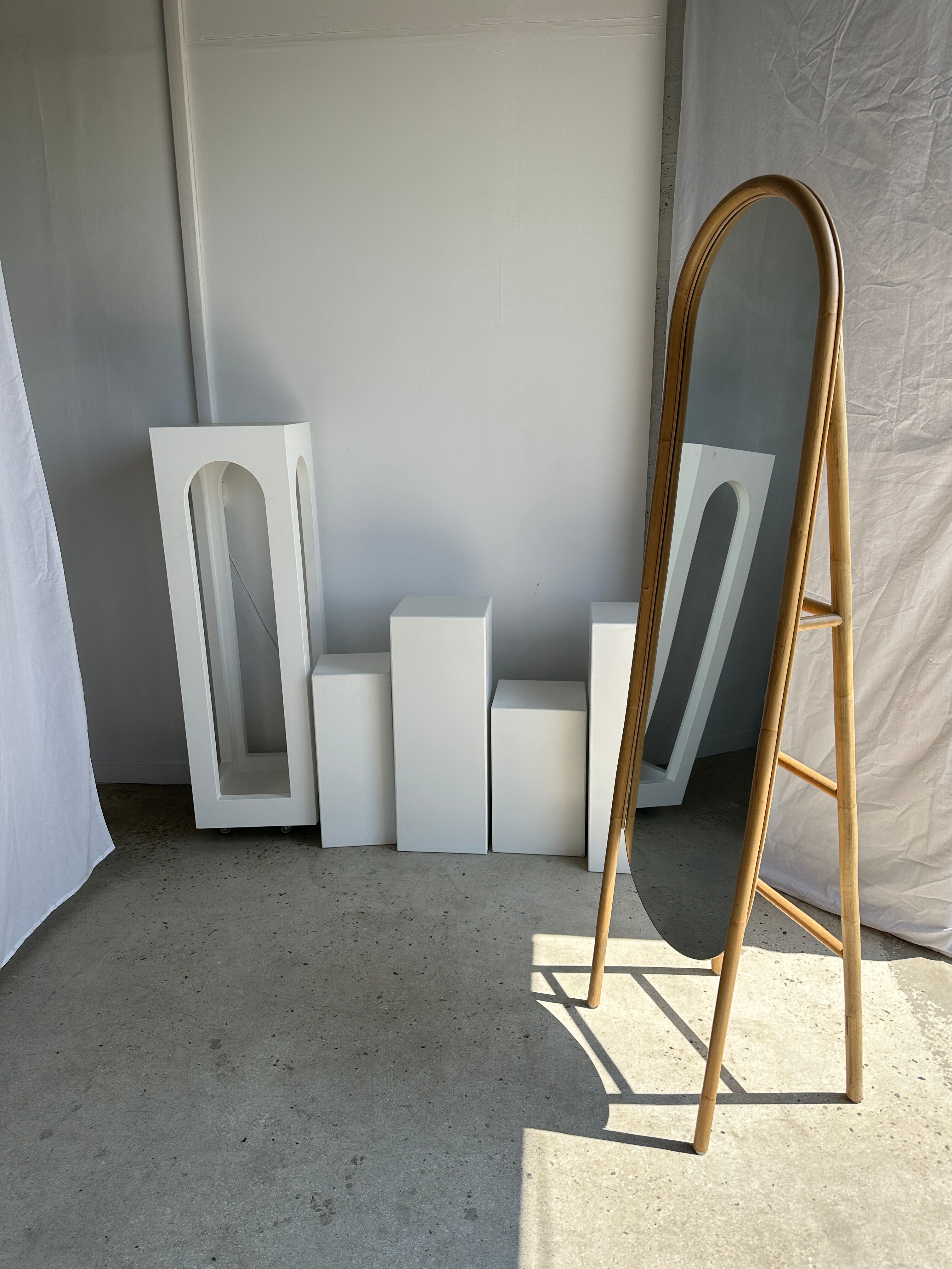 Floor mirror in bamboo and rattan H:1m80