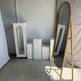 Miroir sur pied en bambou et rotin H:1m80