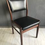 Set of 4 vintage dining chairs in Rosewood and leatherette , 1960s