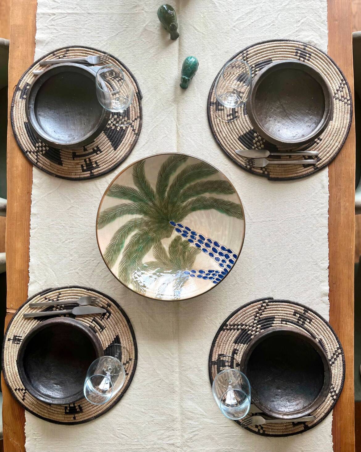 Set of 2 Abron S black terracotta bowls Raw bowl African artisanal bowl