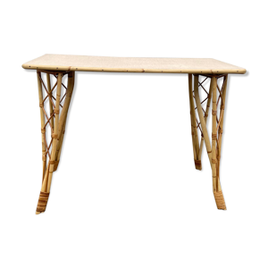 Console bureau rotin