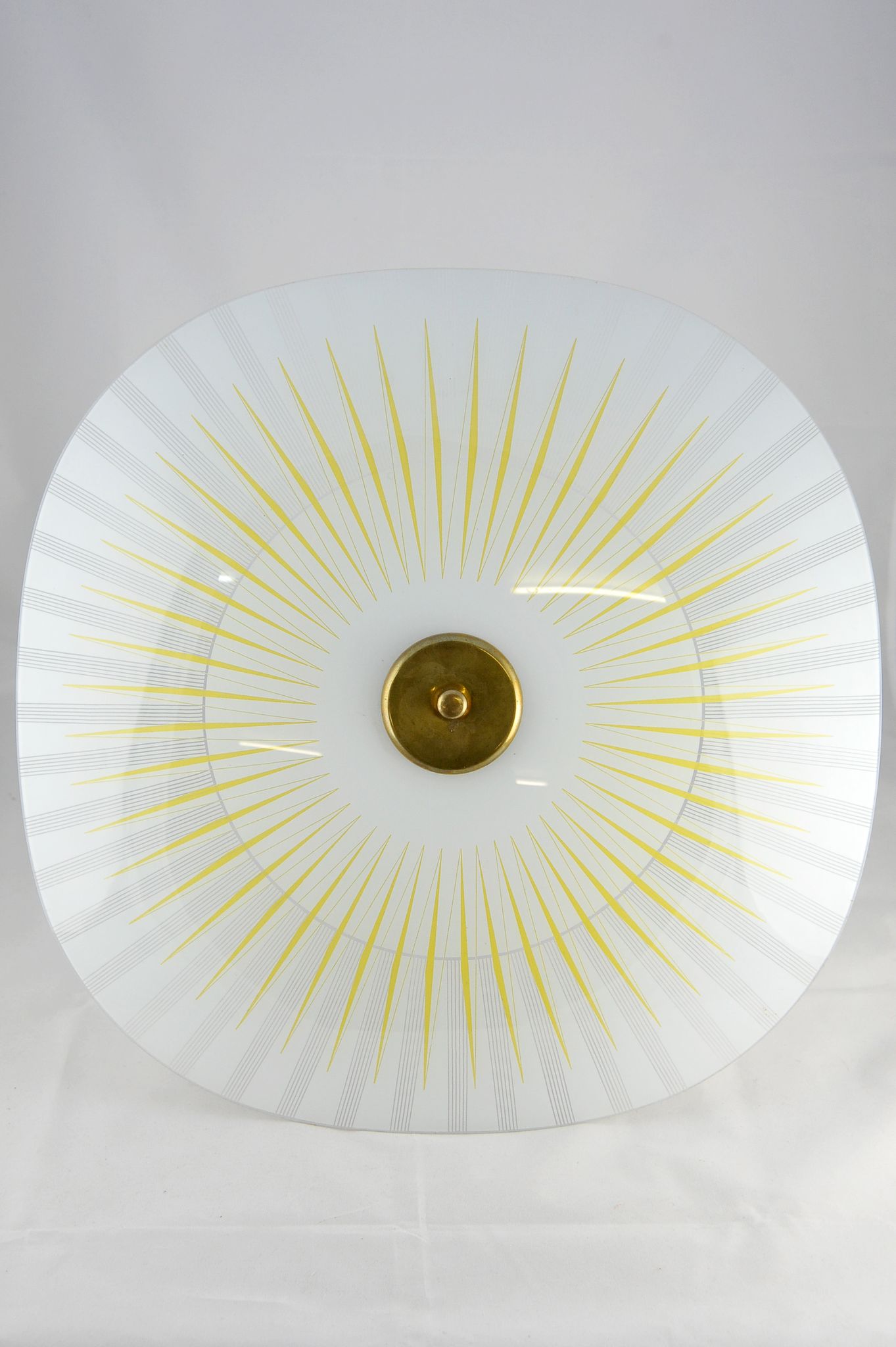 Hanging lamp glass and brass  60s vintage