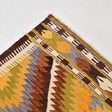 5x10 Kilim Mustard Yellow Geometric Style Area Vintage Kilim Rug,152x296 Cm