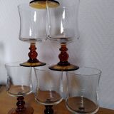 6 verres à pied ambrés